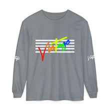Load image into Gallery viewer, VINTAGE STARS AND STRIPES LONG SLEEVE (UNISEX) ROY G BIV AND WHITE INK