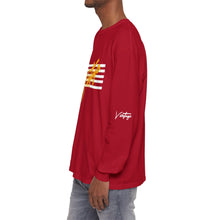 Load image into Gallery viewer, VINTAGE STARS AND STRIPES LONG SLEEVE (UNISEX) GOLD AND WHITE INK