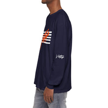 Load image into Gallery viewer, VINTAGE STARS AND STRIPES LONG SLEEVE (UNISEX) ORANGE AND WHITE INK