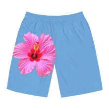 Load image into Gallery viewer, VINTAGE (WELCOME TO BOTANY 101 PINK FLOWER) ON BABY BLUE SHORTS