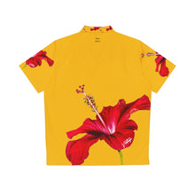 Load image into Gallery viewer, VINTAGE NEW HAWAIIAN (WELCOME TO BOTANY 101 RED FLOWER) ON GOLDEN YELLOW