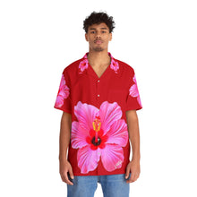 Load image into Gallery viewer, VINTAGE NEW HAWAIIAN (WELCOME TO BOTANY 101 PINK FLOWER) ON RED