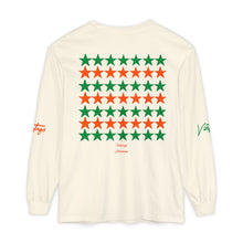 Load image into Gallery viewer, VINTAGE STARS AND STRIPES LONG SLEEVE (UNISEX) GREEN AND ORANGE INK