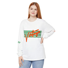 Load image into Gallery viewer, VINTAGE STARS AND STRIPES LONG SLEEVE (UNISEX) GREEN AND ORANGE INK