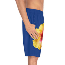 Load image into Gallery viewer, VINTAGE (WELCOME TO BOTANY 101 YELLOW FLOWER) ON BLUE SHORTS