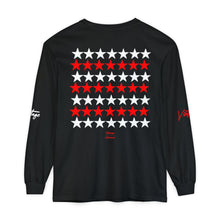 Load image into Gallery viewer, VINTAGE STARS AND STRIPES LONG SLEEVE (UNISEX) RED AND WHITE INK