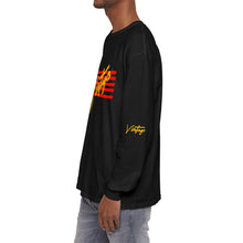 Load image into Gallery viewer, VINTAGE STARS AND STRIPES LONG SLEEVE (UNISEX) RED AND GOLD INK