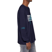 Load image into Gallery viewer, VINTAGE STARS AND STRIPES LONG SLEEVE (UNISEX) TEAL AND WHITE INK