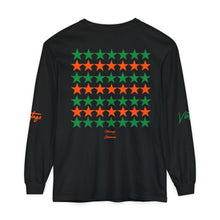 Load image into Gallery viewer, VINTAGE STARS AND STRIPES LONG SLEEVE (UNISEX) GREEN AND ORANGE INK