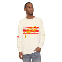 Load image into Gallery viewer, VINTAGE STARS AND STRIPES LONG SLEEVE (UNISEX) RED AND GOLD INK
