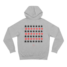 Load image into Gallery viewer, VINTAGE STARS AND STRIPES UNISEX HOODIE (BLACK AND ROSE RED)