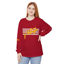 Load image into Gallery viewer, VINTAGE STARS AND STRIPES LONG SLEEVE (UNISEX) GOLD AND WHITE INK