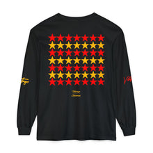 Load image into Gallery viewer, VINTAGE STARS AND STRIPES LONG SLEEVE (UNISEX) RED AND GOLD INK
