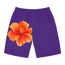 Load image into Gallery viewer, VINTAGE (WELCOME TO BOTANY 101 ORANGE FLOWER) ON PURPLE SHORTS