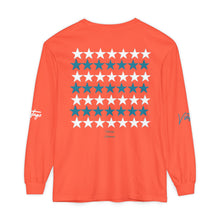 Load image into Gallery viewer, VINTAGE STARS AND STRIPES LONG SLEEVE (UNISEX) TEAL AND WHITE INK