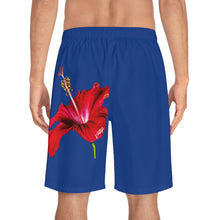 Load image into Gallery viewer, VINTAGE (WELCOME TO BOTANY 101 RED FLOWER) ON BLUE SHORTS