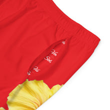 Load image into Gallery viewer, VINTAGE (WELCOME TO BOTANY 101 YELLOW FLOWER) ON RED SHORTS