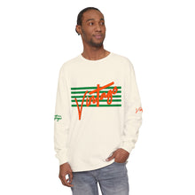 Load image into Gallery viewer, VINTAGE STARS AND STRIPES LONG SLEEVE (UNISEX) GREEN AND ORANGE INK