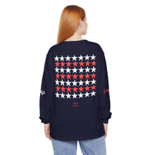 Load image into Gallery viewer, VINTAGE STARS AND STRIPES LONG SLEEVE (UNISEX) INFERRED AND WHITE INK