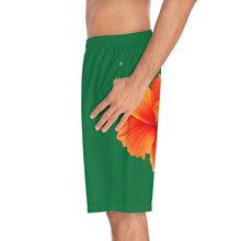 Load image into Gallery viewer, VINTAGE (WELCOME TO BOTANY 101 ORANGE FLOWER) ON GREEN SHORTS