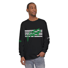 Load image into Gallery viewer, VINTAGE STARS AND STRIPES LONG SLEEVE (UNISEX) GREEN AND WHITE INK