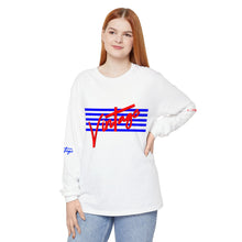 Load image into Gallery viewer, VINTAGE STARS AND STRIPES LONG SLEEVE (UNISEX) ROYAL AND RED INK
