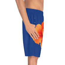 Load image into Gallery viewer, VINTAGE (WELCOME TO BOTANY 101 ORANGE FLOWER) ON BLUE SHORTS