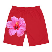 Load image into Gallery viewer, VINTAGE (WELCOME TO BOTANY 101 PINK FLOWER) ON RED SHORTS