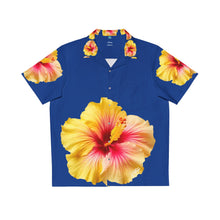 Load image into Gallery viewer, VINTAGE NEW HAWAIIAN (WELCOME TO BOTANY 101 YELLOW FLOWER) ON BLUE