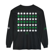 Load image into Gallery viewer, VINTAGE STARS AND STRIPES LONG SLEEVE (UNISEX) GREEN AND WHITE INK