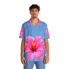 Load image into Gallery viewer, VINTAGE NEW HAWAIIAN (WELCOME TO BOTANY 101 PINK FLOWER) ON BABY BLUE