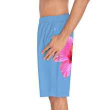 Load image into Gallery viewer, VINTAGE (WELCOME TO BOTANY 101 PINK FLOWER) ON BABY BLUE SHORTS
