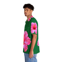 Load image into Gallery viewer, VINTAGE NEW HAWAIIAN (WELCOME TO BOTANY 101 PINK FLOWER) ON GREEN