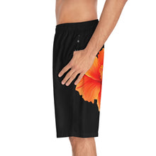 Load image into Gallery viewer, VINTAGE (WELCOME TO BOTANY 101 ORANGE FLOWER) ON BLACK  SHORTS
