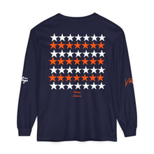 Load image into Gallery viewer, VINTAGE STARS AND STRIPES LONG SLEEVE (UNISEX) ORANGE AND WHITE INK