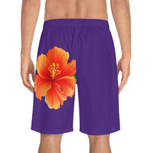 Load image into Gallery viewer, VINTAGE (WELCOME TO BOTANY 101 ORANGE FLOWER) ON PURPLE SHORTS