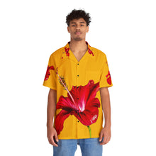 Load image into Gallery viewer, VINTAGE NEW HAWAIIAN (WELCOME TO BOTANY 101 RED FLOWER) ON GOLDEN YELLOW