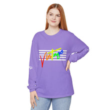 Load image into Gallery viewer, VINTAGE STARS AND STRIPES LONG SLEEVE (UNISEX) ROY G BIV AND WHITE INK