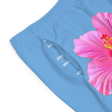 Load image into Gallery viewer, VINTAGE (WELCOME TO BOTANY 101 PINK FLOWER) ON BABY BLUE SHORTS