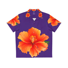 Load image into Gallery viewer, VINTAGE NEW HAWAIIAN (WELCOME TO BOTANY 101 ORANGE FLOWER) ON PURPLE