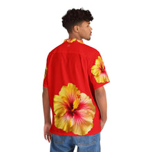 Load image into Gallery viewer, VINTAGE NEW HAWAIIAN (WELCOME TO BOTANY 101 YELLOW FLOWER) ON RED