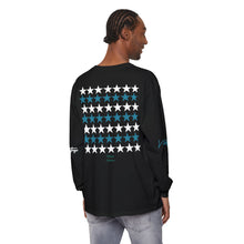 Load image into Gallery viewer, VINTAGE STARS AND STRIPES LONG SLEEVE (UNISEX) TEAL AND WHITE INK