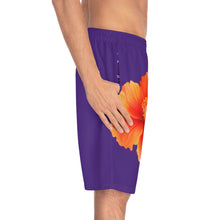 Load image into Gallery viewer, VINTAGE (WELCOME TO BOTANY 101 ORANGE FLOWER) ON PURPLE SHORTS