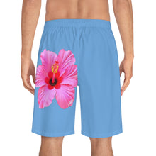 Load image into Gallery viewer, VINTAGE (WELCOME TO BOTANY 101 PINK FLOWER) ON BABY BLUE SHORTS