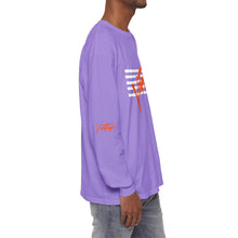 Load image into Gallery viewer, VINTAGE STARS AND STRIPES LONG SLEEVE (UNISEX) ORANGE AND WHITE INK