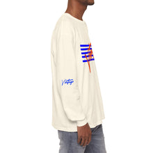 Load image into Gallery viewer, VINTAGE STARS AND STRIPES LONG SLEEVE (UNISEX) ROYAL AND ORANGE INK