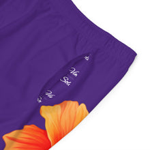 Load image into Gallery viewer, VINTAGE (WELCOME TO BOTANY 101 ORANGE FLOWER) ON PURPLE SHORTS