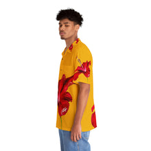Load image into Gallery viewer, VINTAGE NEW HAWAIIAN (WELCOME TO BOTANY 101 RED FLOWER) ON GOLDEN YELLOW