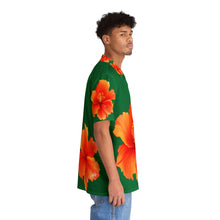 Load image into Gallery viewer, VINTAGE NEW HAWAIIAN (WELCOME TO BOTANY 101 ORANGE FLOWER) ON GREEN