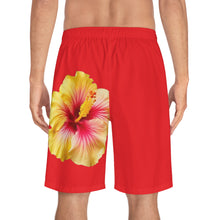 Load image into Gallery viewer, VINTAGE (WELCOME TO BOTANY 101 YELLOW FLOWER) ON RED SHORTS